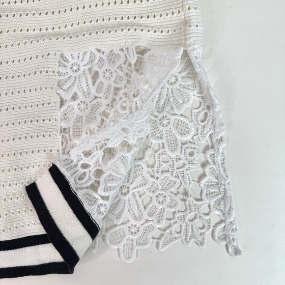 FRENCH CONNECTION Women Small Textured White Knit V-Neck Sweater Generous Sizing - Picture 13 of 16